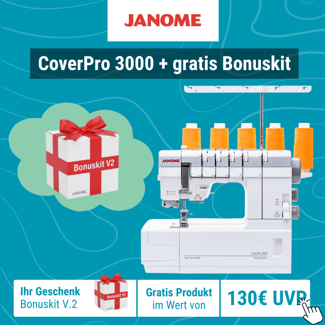 Janome CoverPro 3000 + Gratis Bonuksit V.2