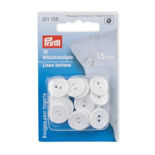 Prym Waescheknoepfe Kunststoff 24 15 mm weiss