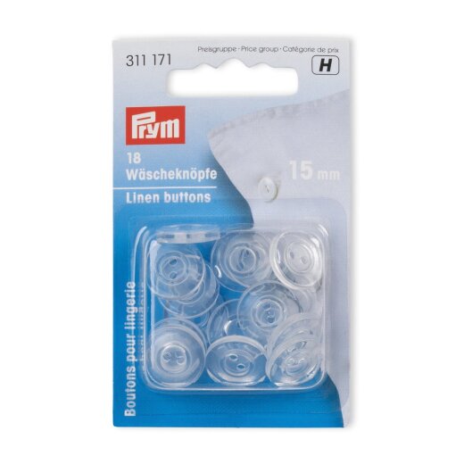 Prym Waescheknoepfe Kunststoff 24 15 mm transparent