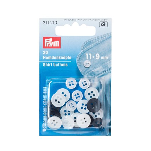Prym Hemdenknoepfe KST 11 + 9 mm perlmuttimit./anthrazit