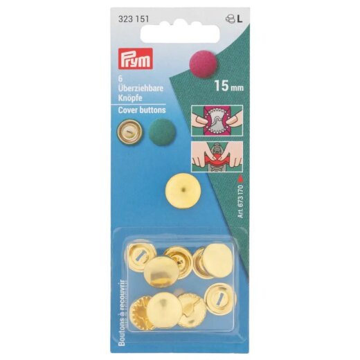 Prym ueberziehbare Knoepfe ohne Werkzeug MS 15 mm silberfarbig