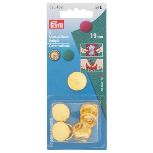 Prym ueberziehbare Knoepfe ohne Werkzeug MS 19 mm silberfarbig