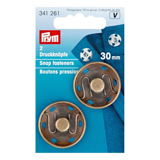 Prym Annaeh-Druckknoepfe MS 30 mm altmessing