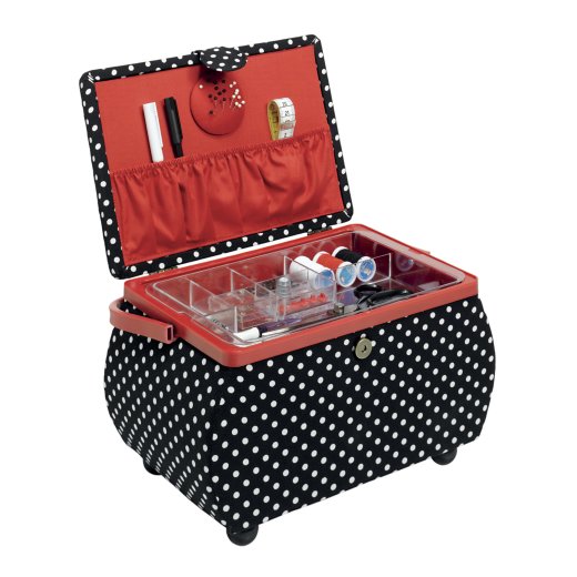 Prym Naehkorb Polka Dots schwarz/weiss L