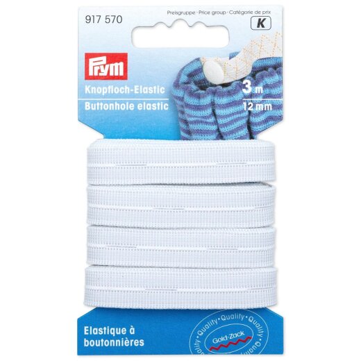 Prym Knopfloch-Elastic 12 mm weiss
