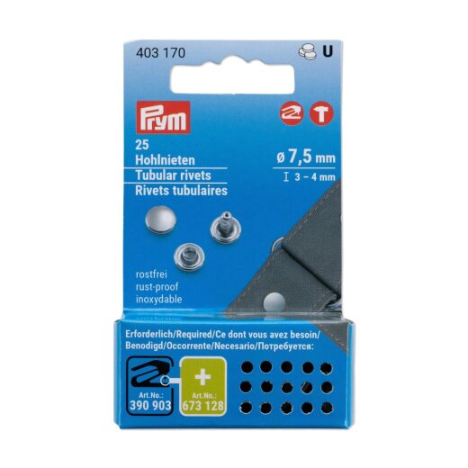 Prym Hohlnieten MS 3-4mm Klemmbereich si-fb
