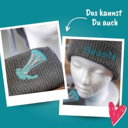 Courleys Online Nähkurs - Grobstrick Beanie Nähen & Besticken Kurspaket