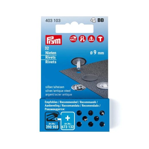 Prym NF-Nachfüll Nieten MS 9mm silberfarbig-alteisen