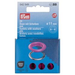 Prym Ösen mit Scheiben MS 11mm pink-silberfarbig