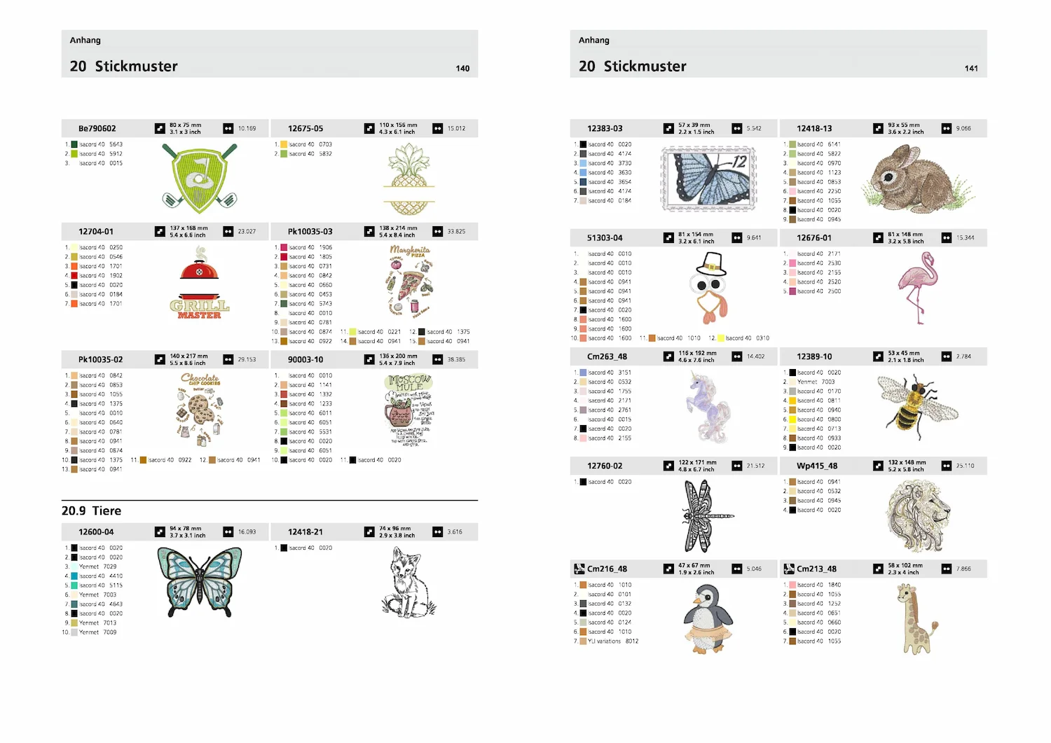 Tiermotive und weitere integrierte Stickdesigns der BERNINA 770 QE PRO